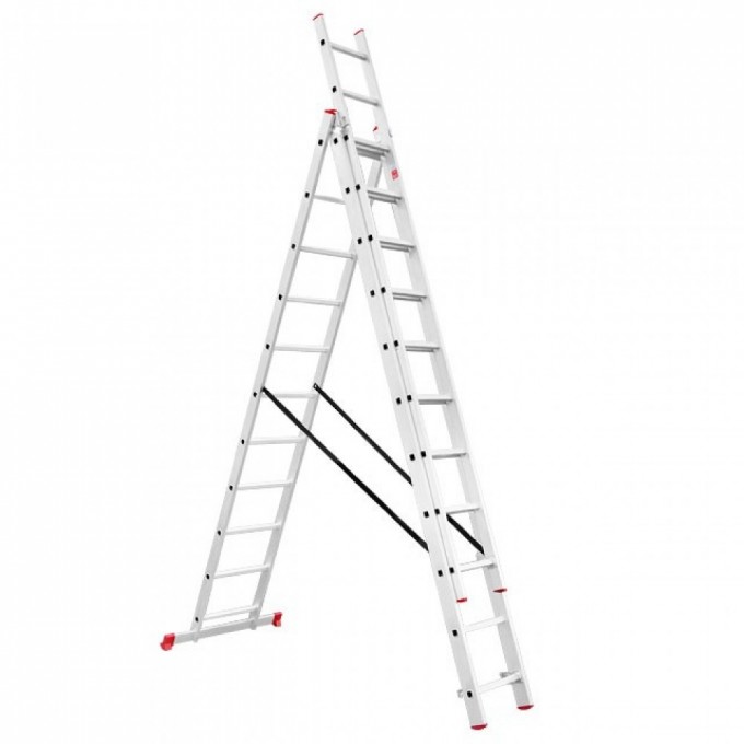 Драбина з алюмінію, 3-секційна, універсальна, розкладна, 3*11 сход., 6.7 м INTERTOOL LT-0311