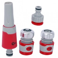 Насадка для поливу з плавним регулюванням потоку води, адаптер з різьбою 3/4"-1", 2 хромованих конектора для шлангу 1/2" INTERTOOL GE-0032