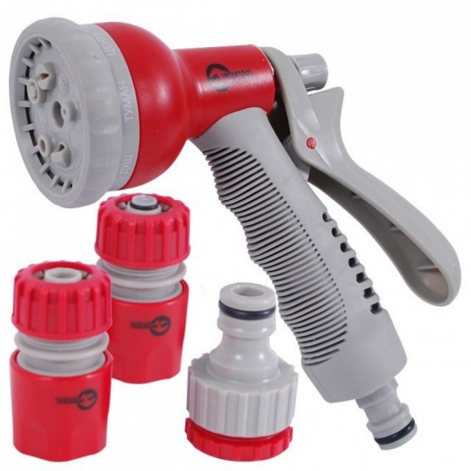 Пістолет-розпилювач для поливу 8-ми функціональний (центральний, туман, душ, кутовий, повний, злива, конічний, плаский) + адаптер універсальн