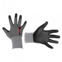 Рукавички трикотажні, синтетичні, двошарове покриття, поліурітанового і пористе нітрилове на долоні, дихаюча, 10 "STORM INTERTOOL SP-0189
