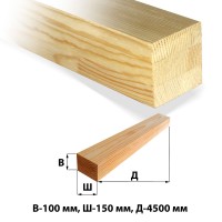 Брус будівельний 100х150х4500